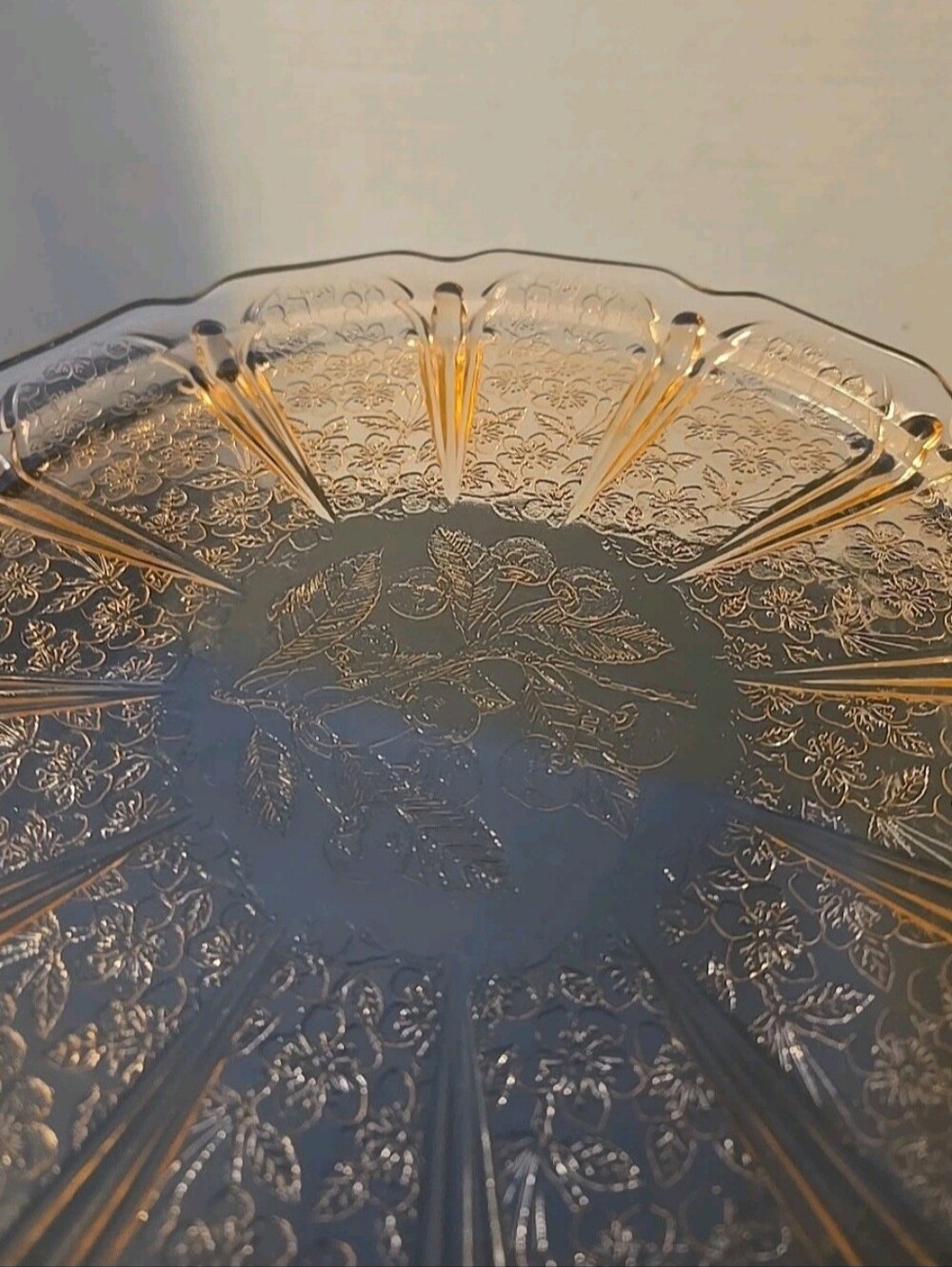 Cherry Blossom Pink Depression Glass Serving Tray Platter W/Handles - Picture 6 of 10